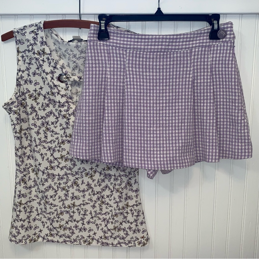Zara Lavender Gingham Skort - Picture 3 of 12